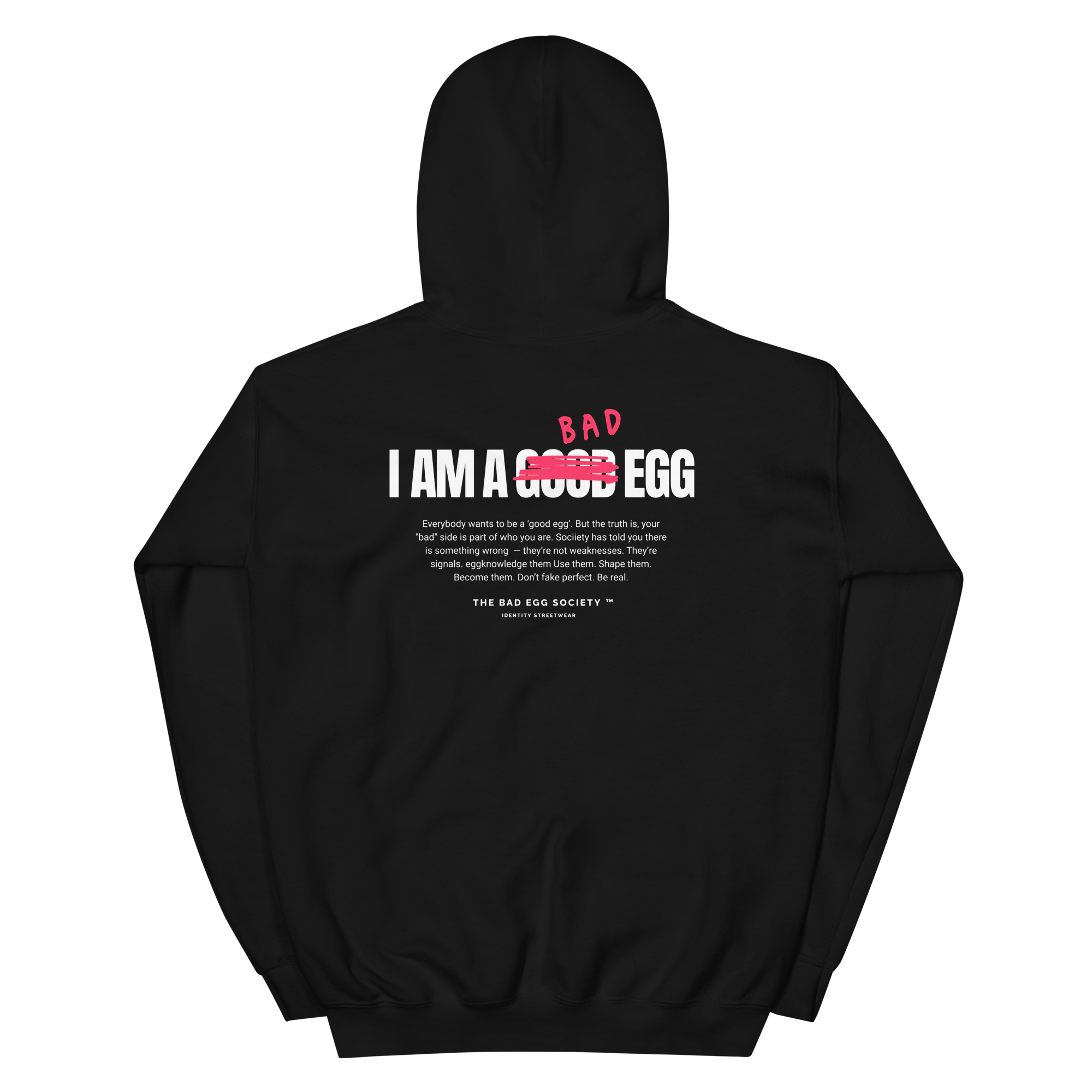 I am a bad egg crossed out good egg hoodie